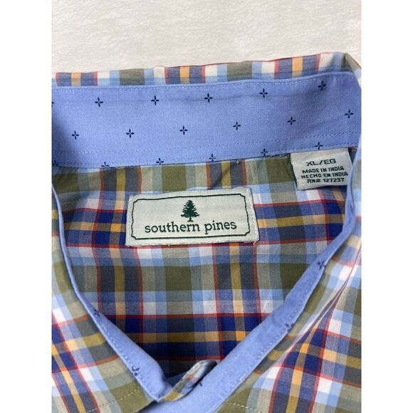 Southern Pines Button-Down Shirt Men's Size XL Multicolor Cotton Plaid Collared - Picture 3 of 6